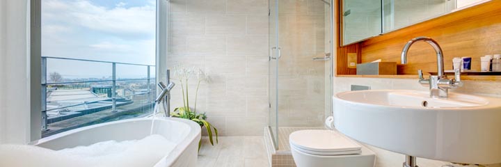 A Deluxe room bathroom at the Apex Waterloo Place Hotel, Edinburgh