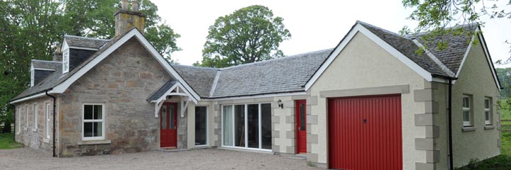 The exterior of the Castle Cottage accommodation at Castle Stuart Golf Links, in the grounds of Castle Stuart itself and available exclusively to golfers.