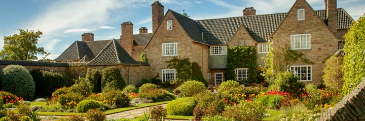 An exterior view of Greywalls Hotel and the walled garden