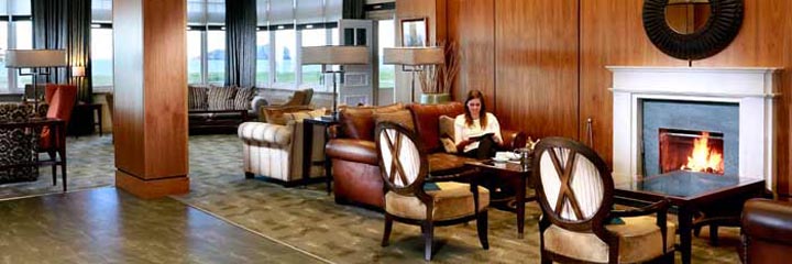 The reception lounge area at the Marine Hotel & Spa