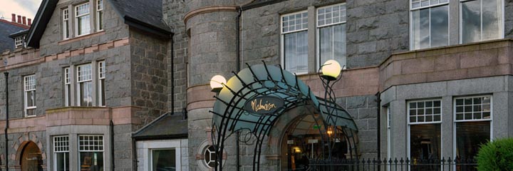 The entrance and exterior of the Malmaison Aberdeen Hotel