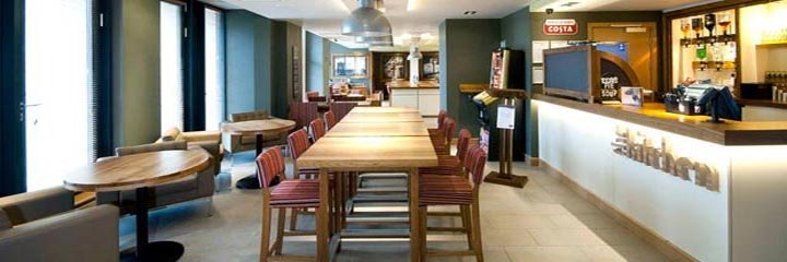 The bar area at the Premier Inn Edinburgh City Centre Princes Street hotel