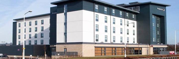 An exterior view of the Premier Inn Edinburgh Park by The Gyle