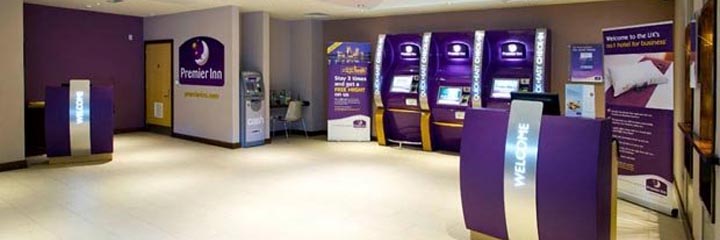 The reception area at the Premier Inn Glasgow City Centre Buchanan Galleries hotel