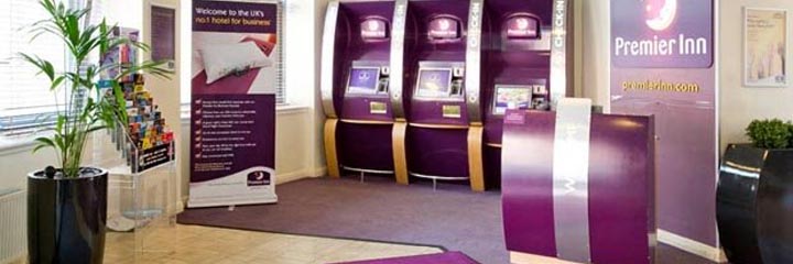 The reception area at the Premier Inn Glasgow City Centre George Square hotel