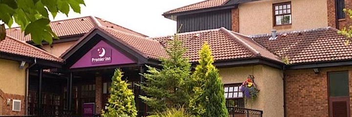 An exterior view of the Premier Inn Glasgow East hotel