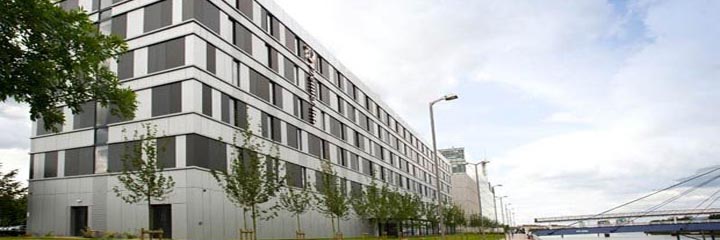 An exterior view of the Premier Inn Glasgow Pacific Quay, SECC hotel