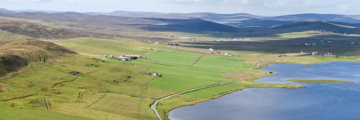 A view of the scenery beyond Asta golf course on Shetland