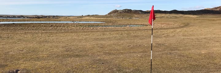 Looking across the links and machair of the golf course on the small Hebridean island of Colonsay