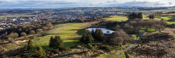 An aerial view of the Fereneze golf course