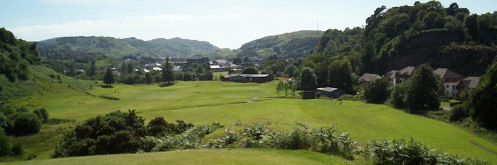 Looking across Glencruitten Golf Club to hills beyond