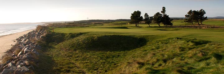 A view of Golspie Golf hugging the beach on the Dornoch Firth