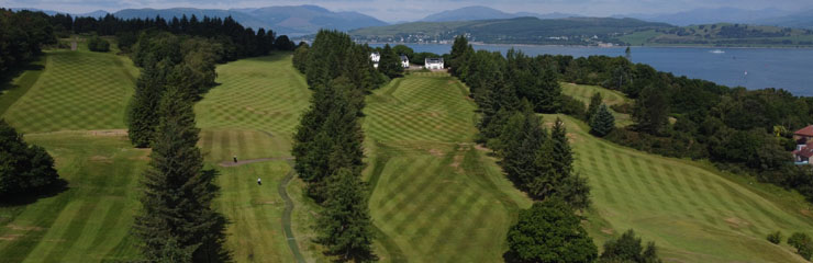 A view across Greenock Golf Club to the Firth of Clyde and the hills beyond