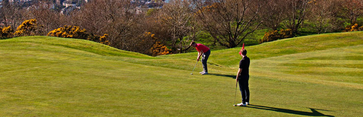 Putting out on the 7th hole at Greenock Golf Club