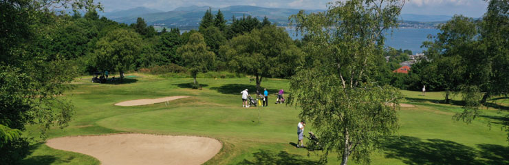 The course at Greenock Golf Club with the Firth of Clyde in the background