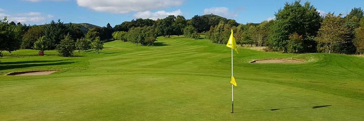 A view of the testing 18 hole parkland Insch Golf Club in Aberdeenshire