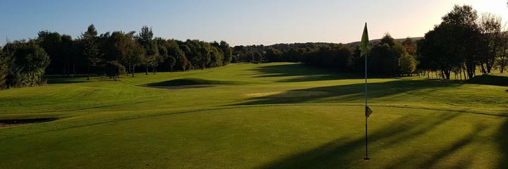 A tree-lined hole at the parkland course of Insch Golf Club in North East Scotland