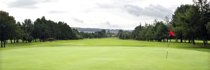 Looking back down the 18th hole at Inverness Golf Club from the green