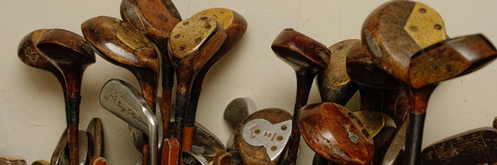 Hickory equipment provided for use at Kingarrock hickory golf course