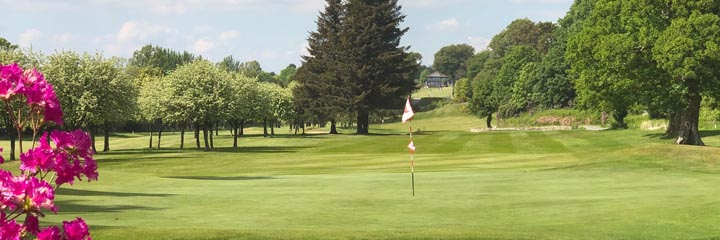 The 4th green of the parkland Largs golf course