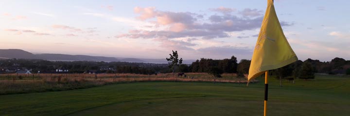 The 4th green of the New course at Loch Ness Golf Club looking towards the Moray Firth
