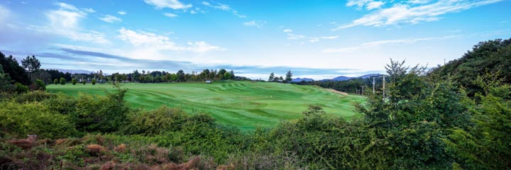 A view of the 9 hole golf course at the Melville Golf Centre, just south of Edinburgh