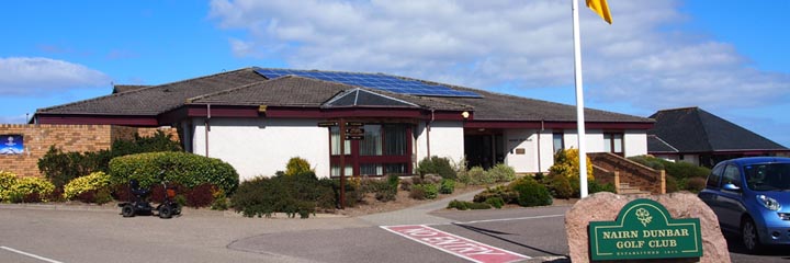 The clubhbouse at Nairn Dunbar golf course