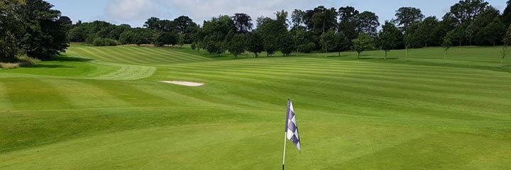 A long fairway on the 9 hole, parkland, Oatridge golf course