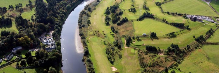 A aerial view of Peterculter Golf Club and the River Dee