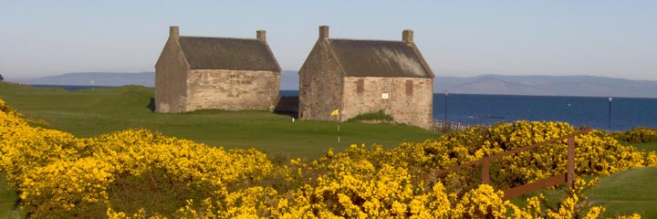 the old Salt Pan buildings at Prestwick St Nicholas Golf Club on the shores of the Clyde