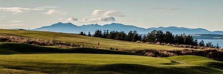 Skelmorlie Golf Club with the isle of Arran in the background